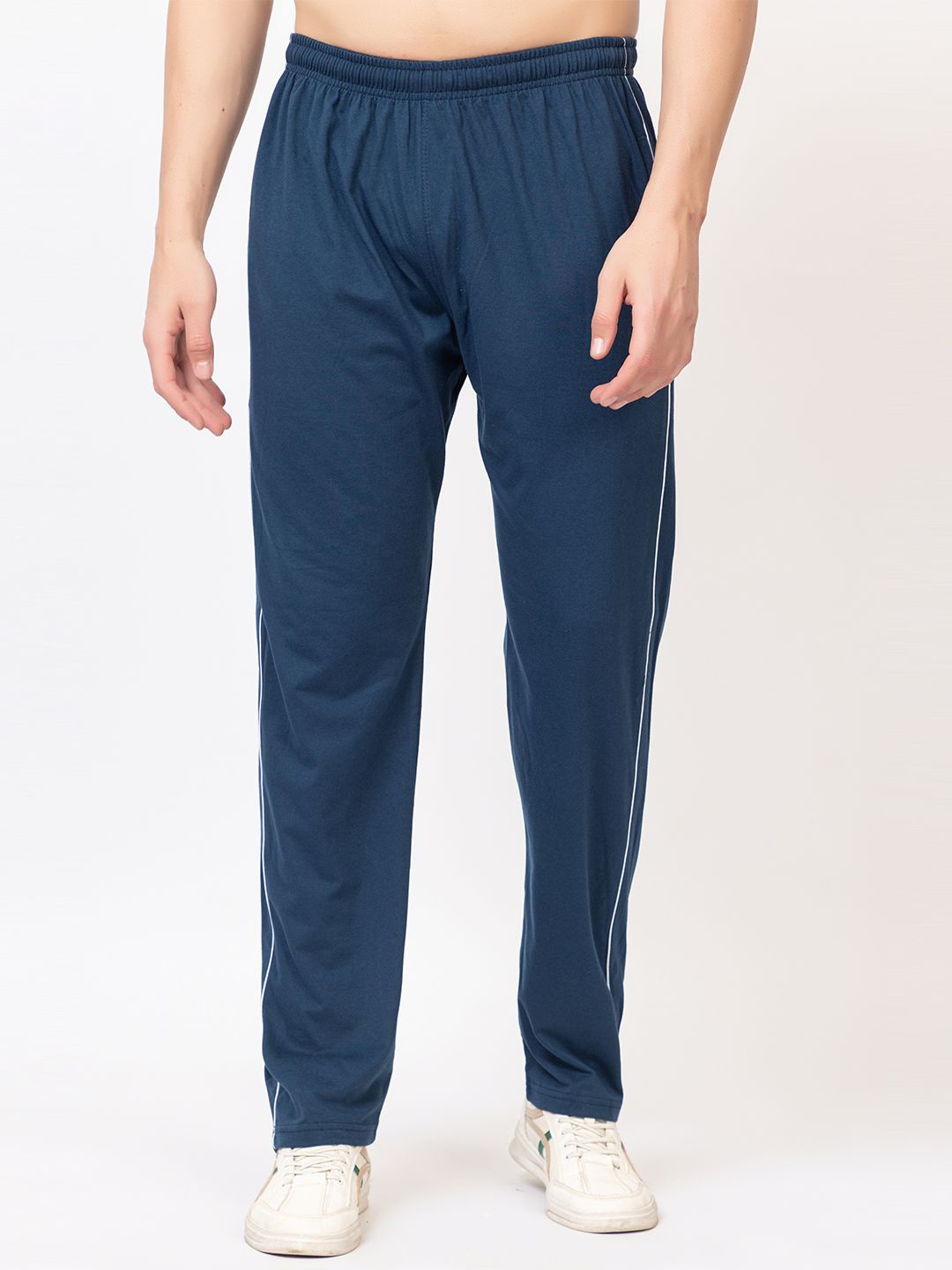 

SZN Men Cotton Mid Rise Track Pants, Blue