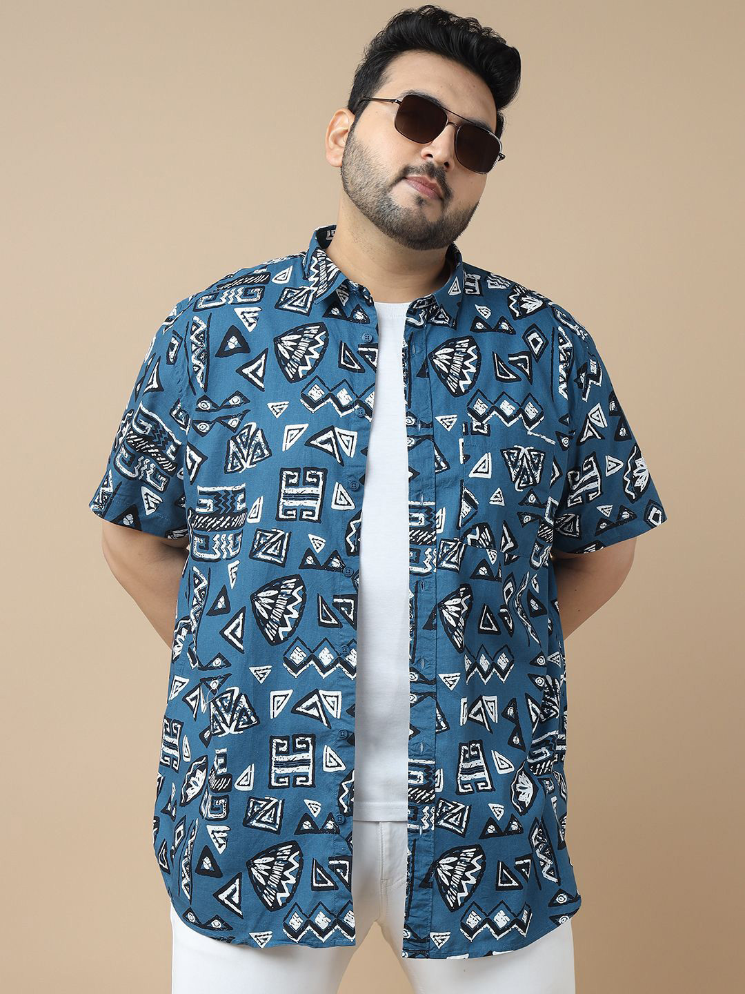 

Sztori Men Standard Slim Fit Opaque Printed Casual Shirt, Blue