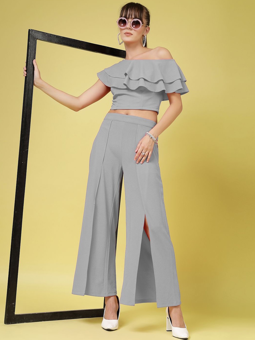 

DressBerry Women Relaxed Pleated Trousers, Grey