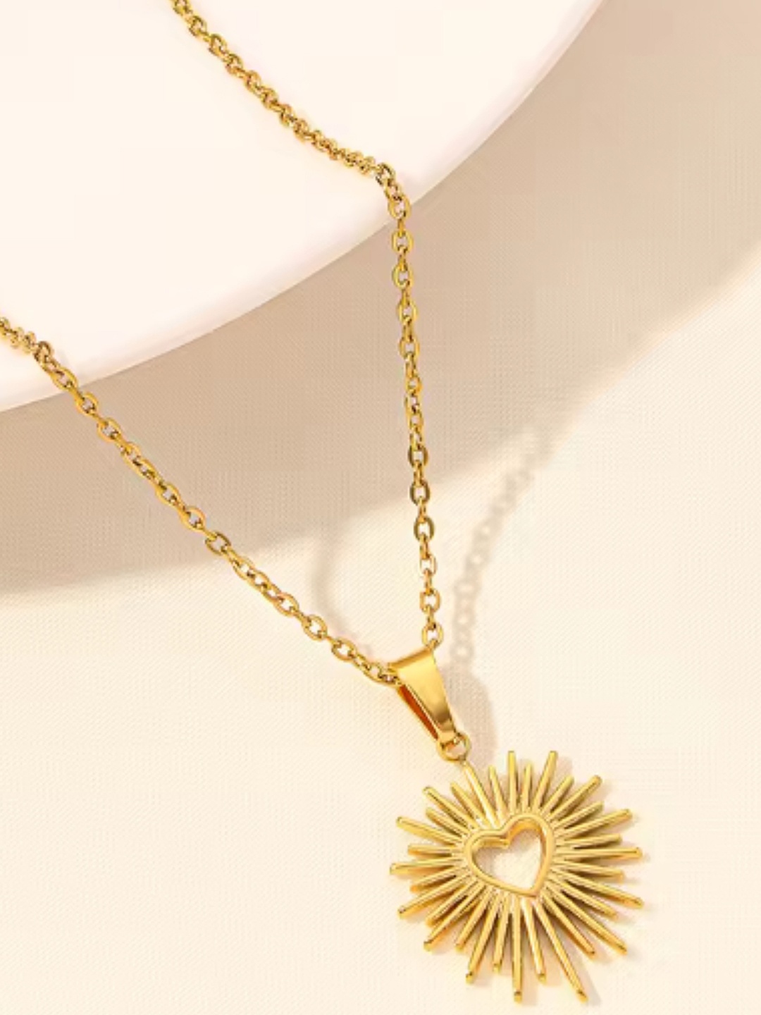 

SUBHAGALANKAR Gold-Plated Sunburst Pendant with Chain