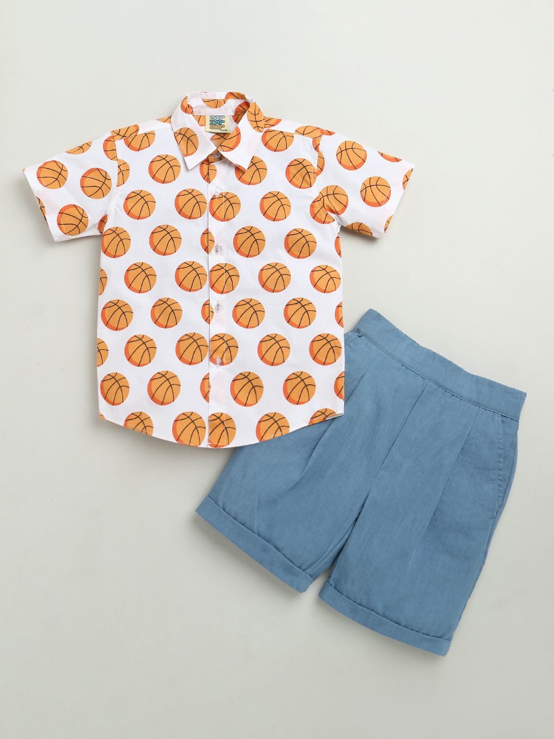 

ZIP ZAP ZOOP Boys Printed Shirt with Shorts, White