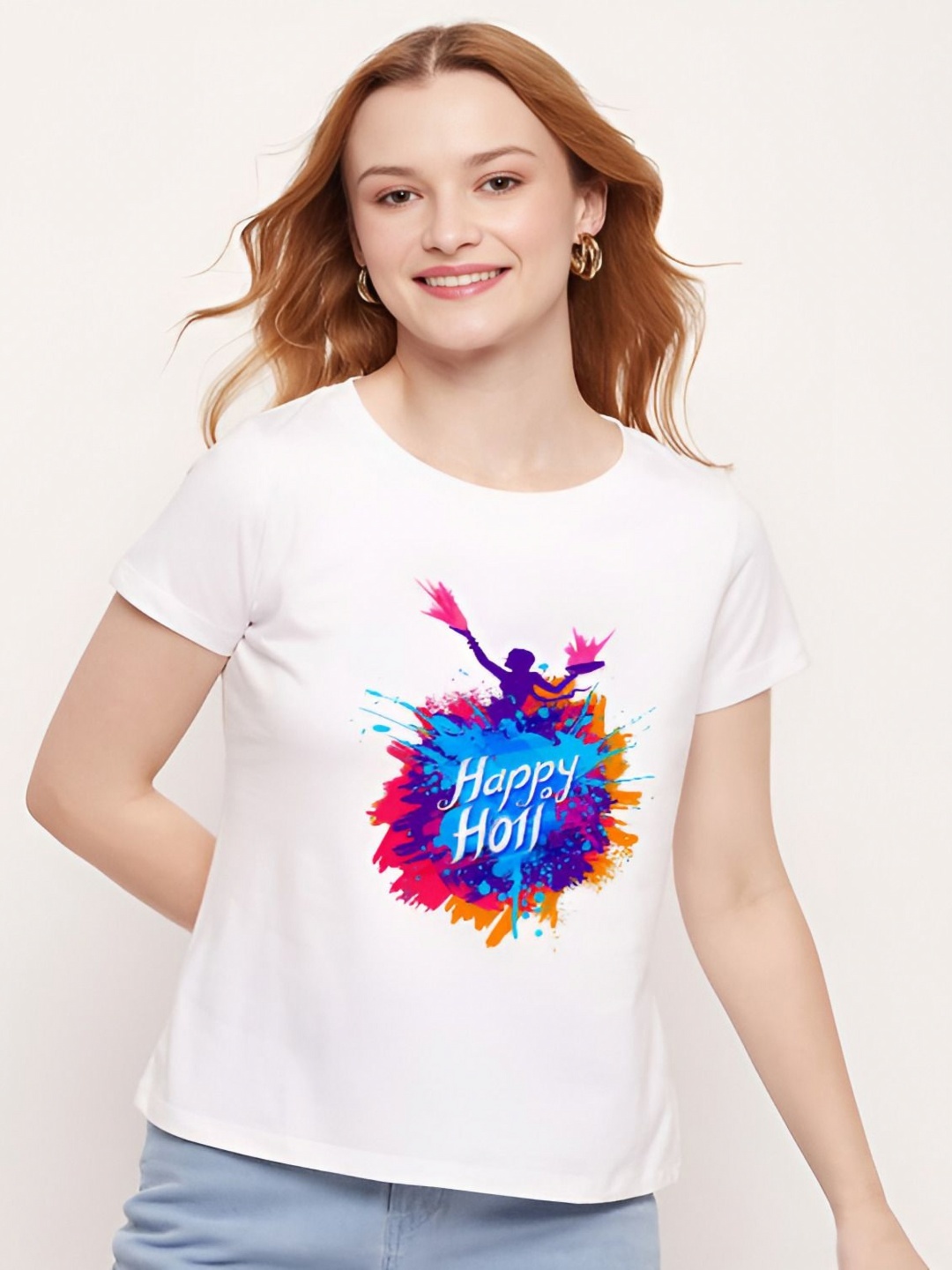 

Shiv traders collection Women Printed T-shirt, White