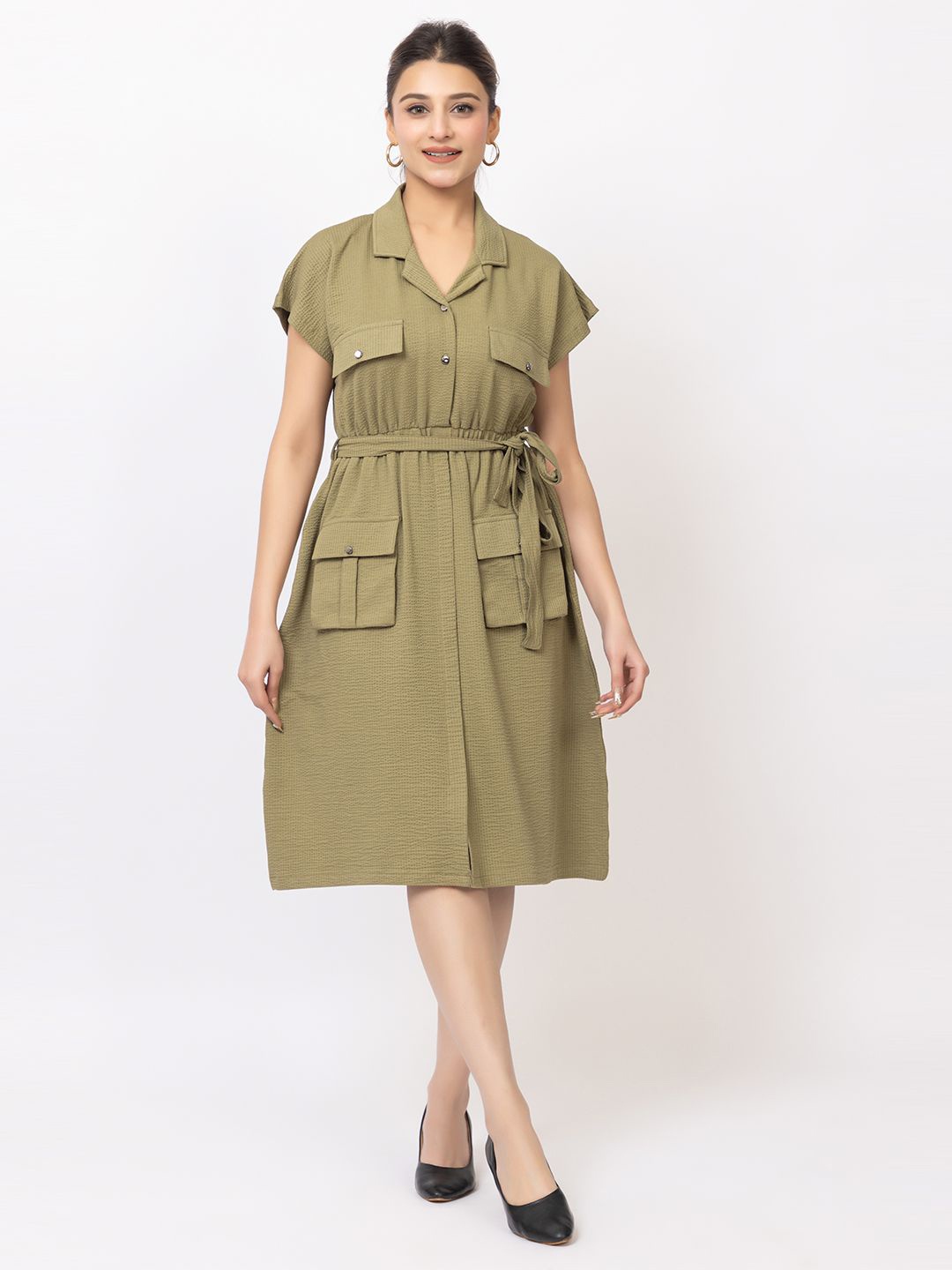 

GFO Fit & Flare Midi Dress, Green