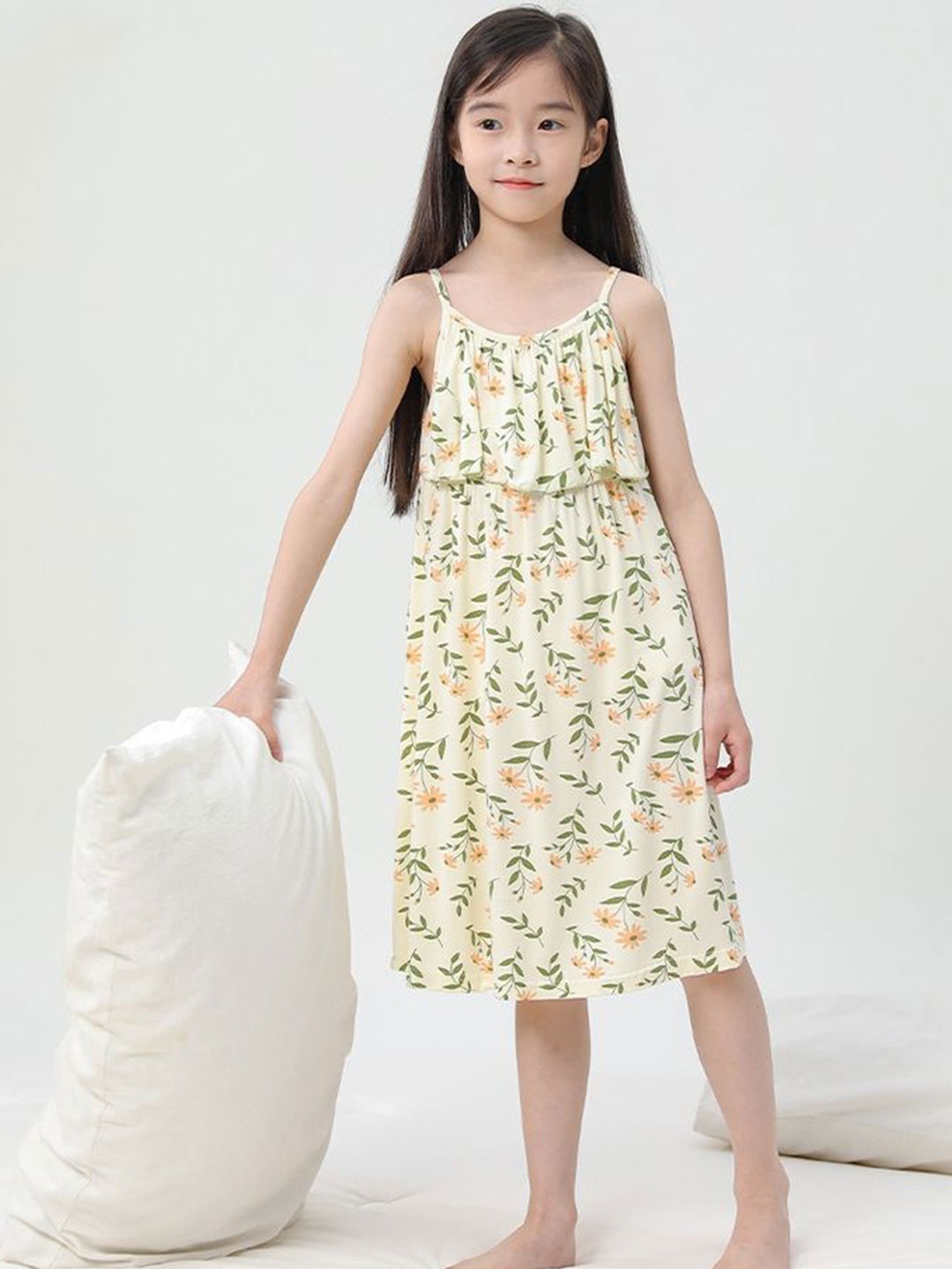 

LULU & SKY Floral Print A-Line Midi Dress, Yellow