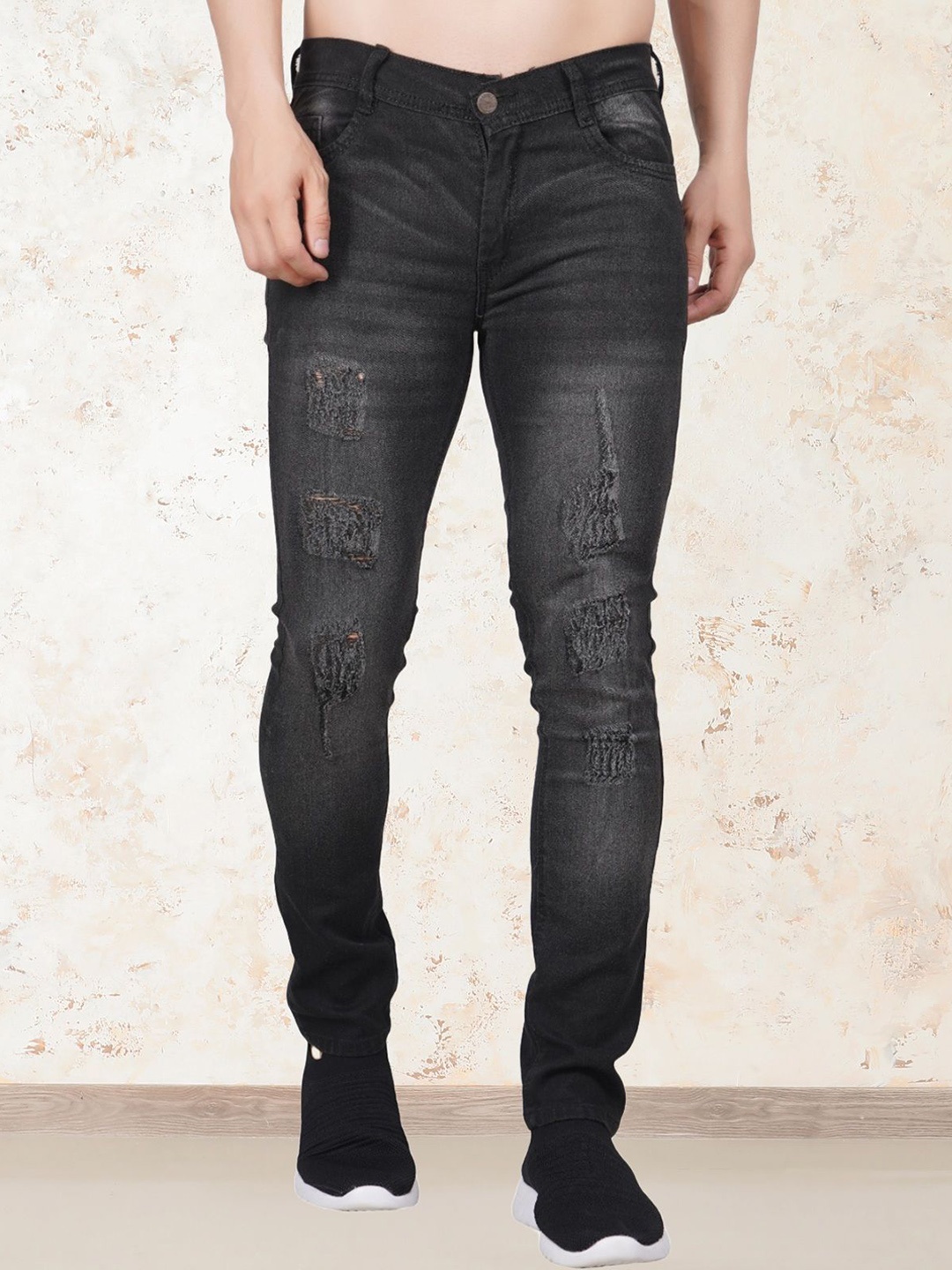 

COMFITS Men Classic Tapered Fit Mildly Distressed Heavy Fade Jeans, Grey