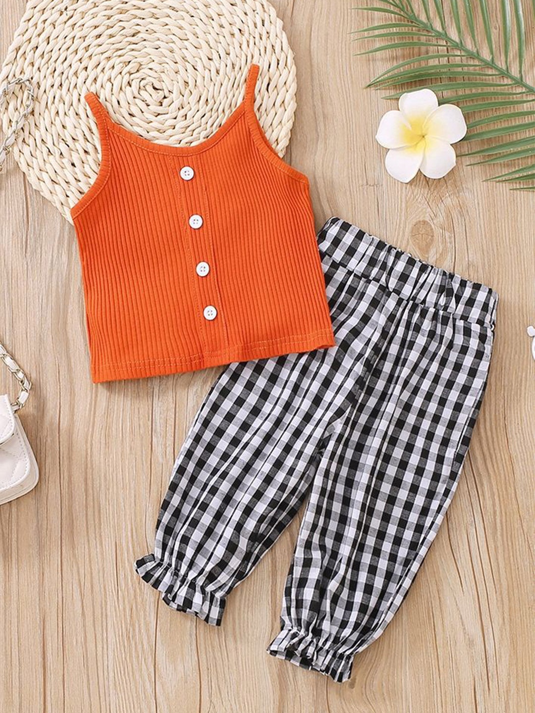 

LULU & SKY Girls Top with Trousers, Orange