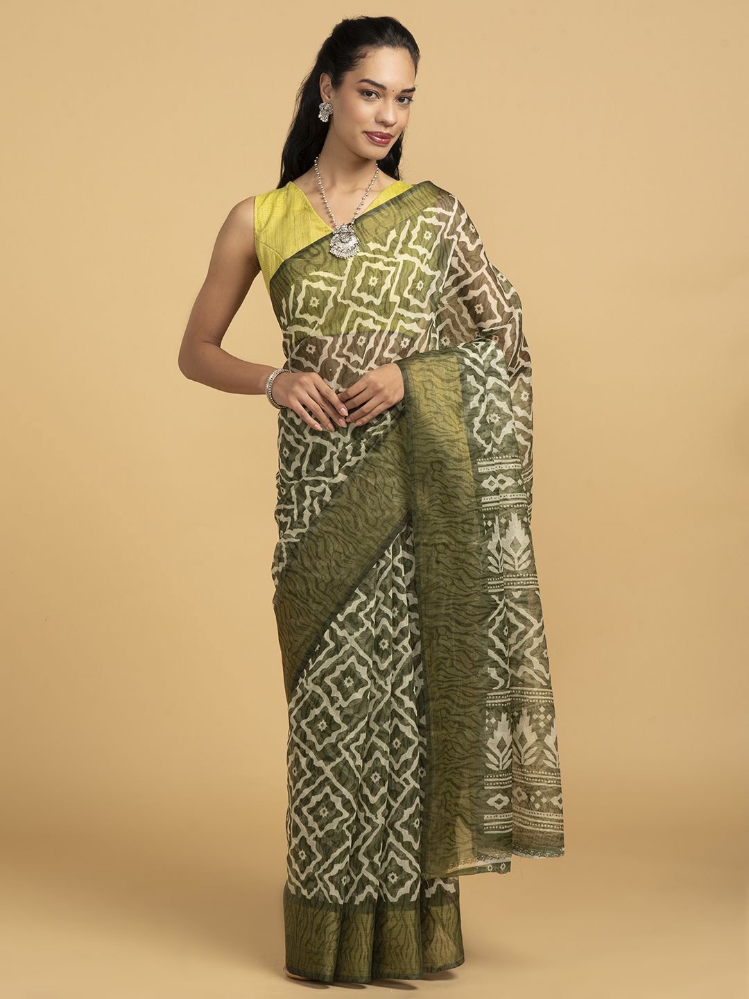 

Saaki Ikat Saree, Green