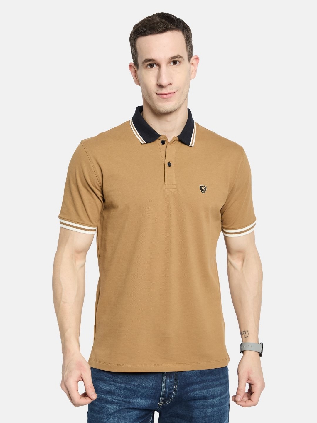 

Octave Men Polo Collar T-shirt, Brown