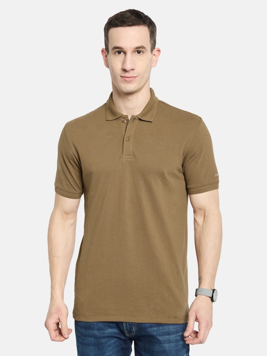 

Octave Men Polo Collar T-shirt, Brown