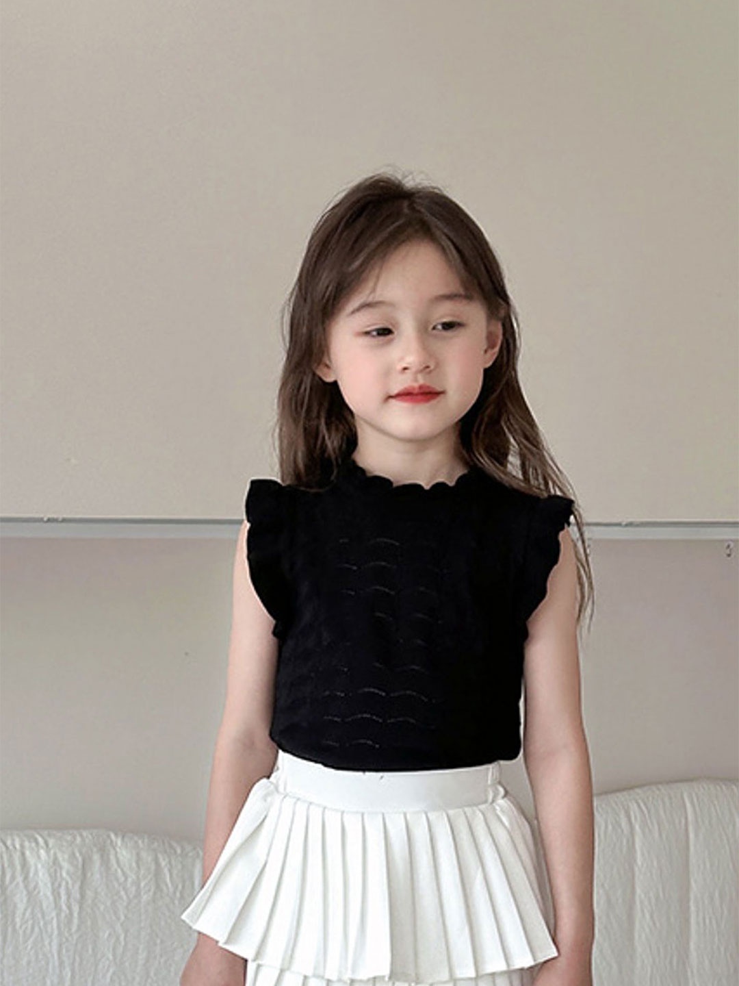 

LULU & SKY Cotton Styled Back Top, Black