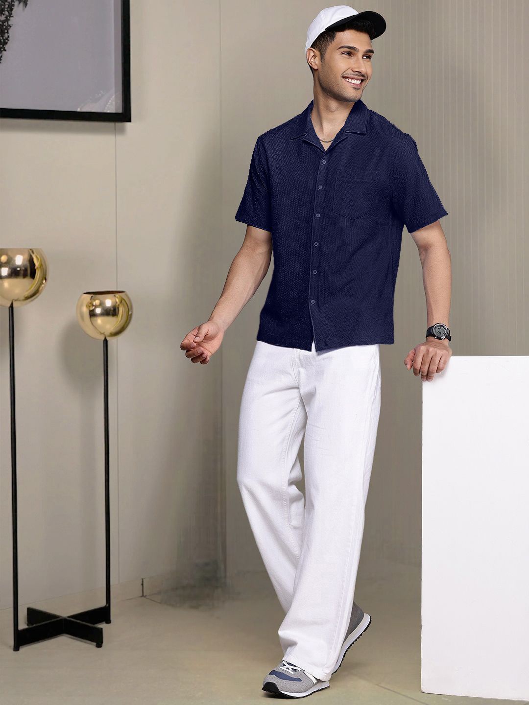 

Moda Rapido Men Standard Opaque Casual Shirt, Navy blue