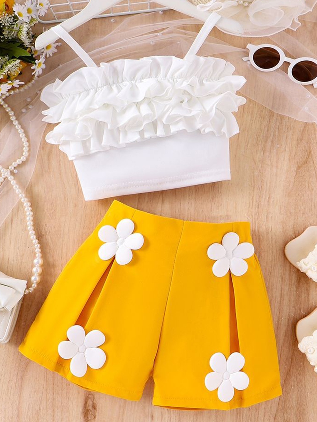 

LULU & SKY Girls Top with Skirt, Yellow