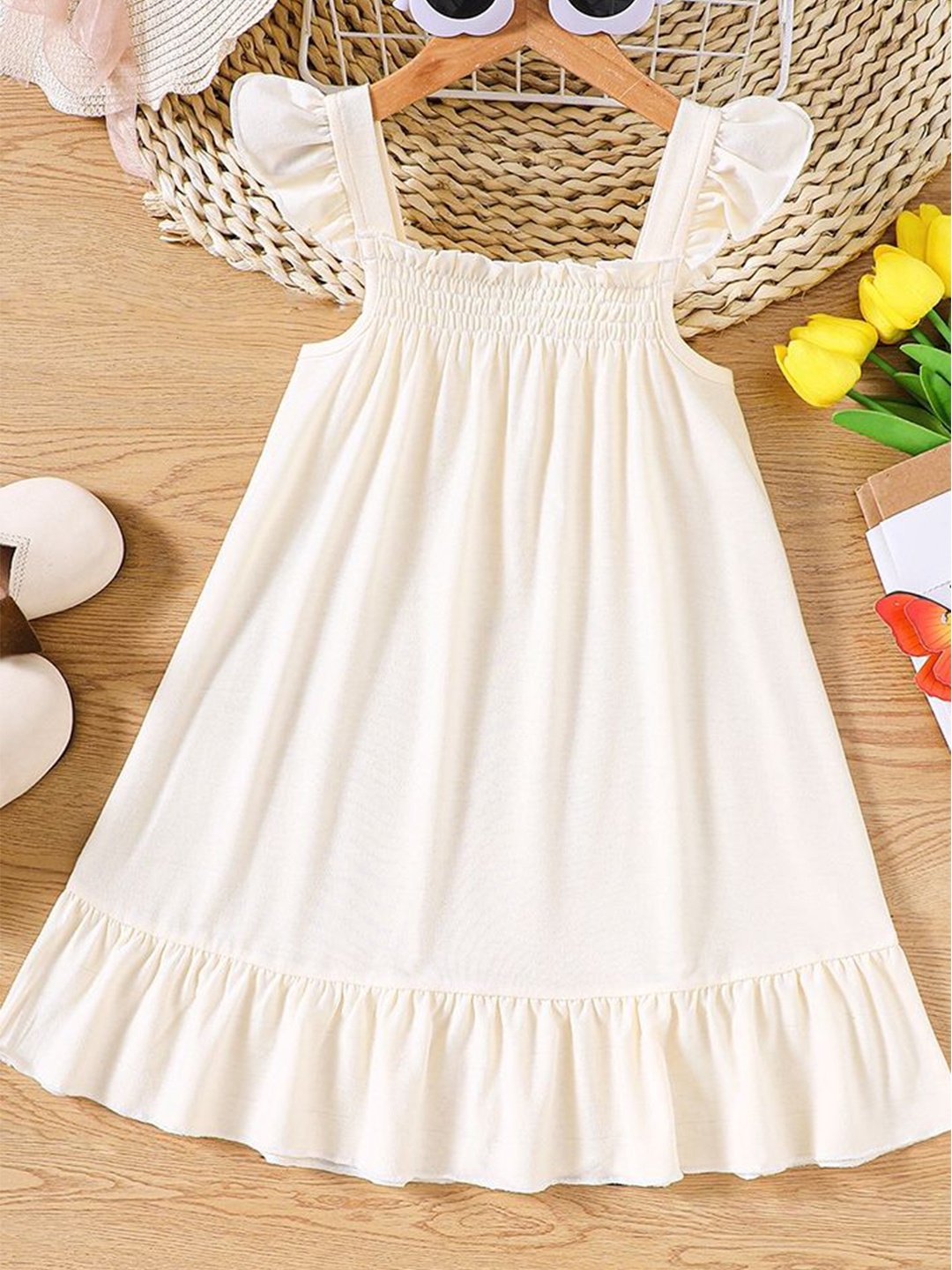 

LULU & SKY Peplum Dress, Beige