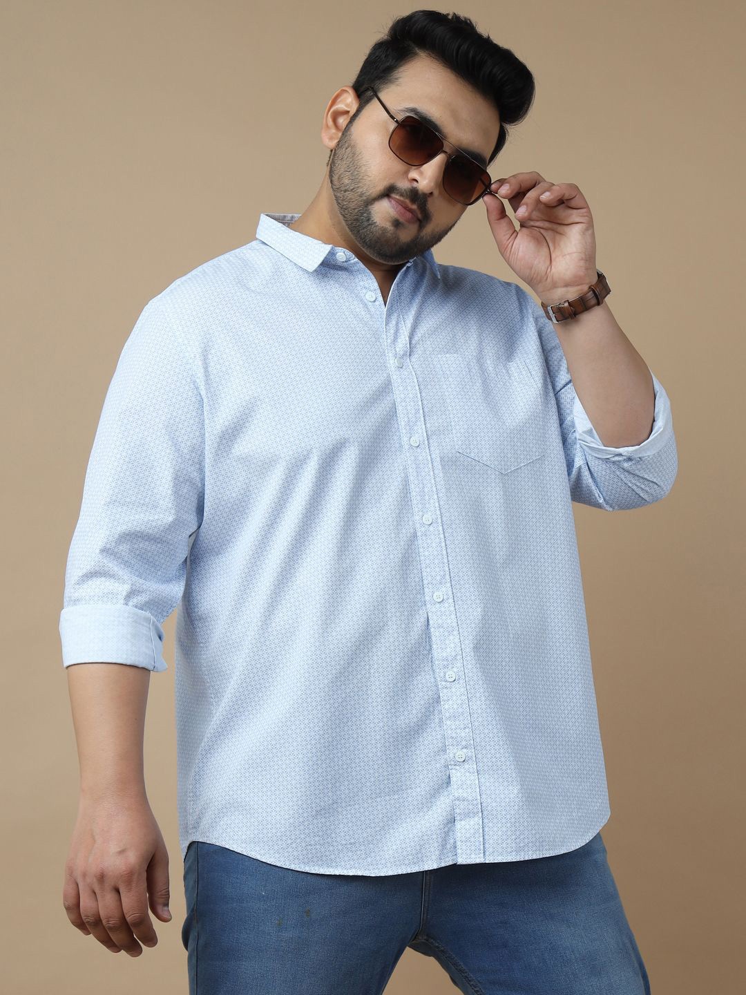 

Sztori Men Standard Slim Fit Opaque Printed Casual Shirt, White