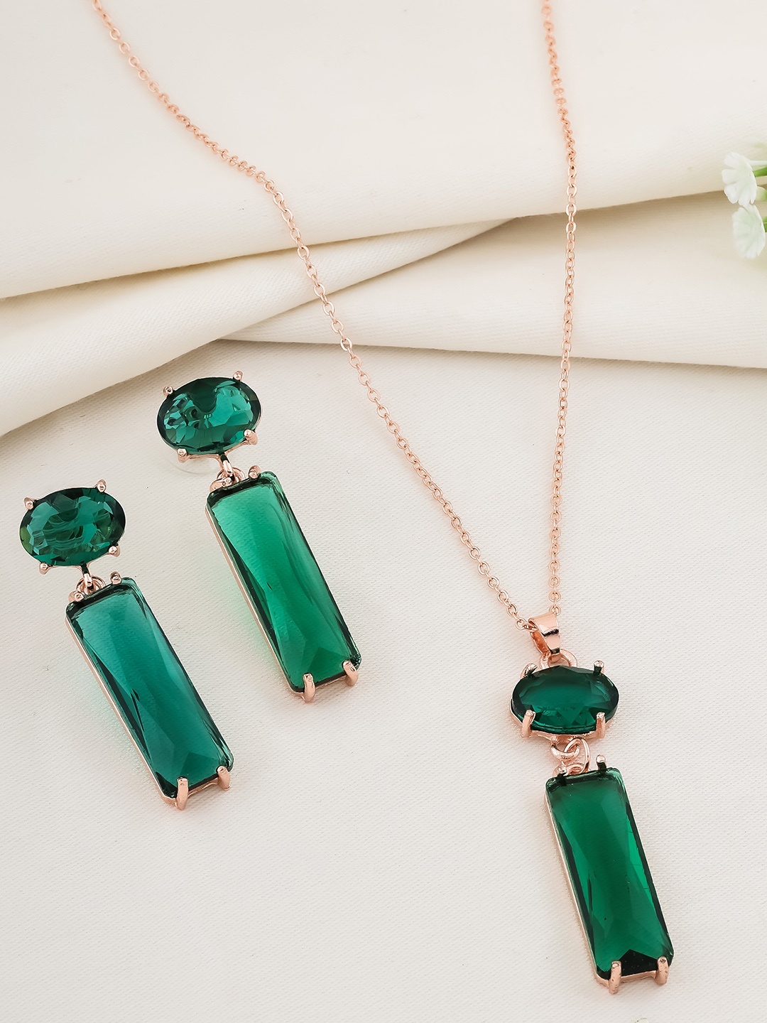 

DressBerry Stone Studded Jewellery Set, Rose gold