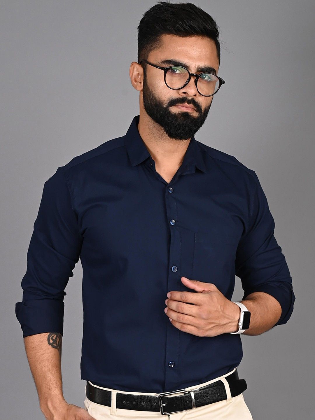 

PulseIQ Men Modern Opaque Formal Shirt, Blue