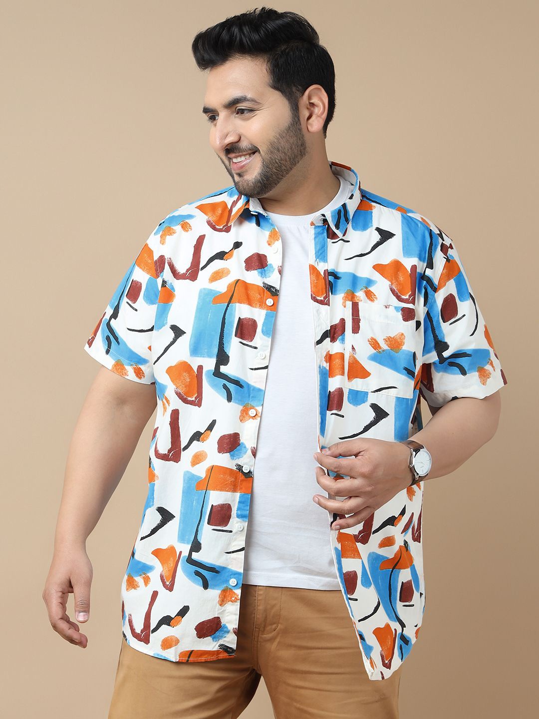 

Sztori Men Standard Slim Fit Opaque Printed Casual Shirt, Off white