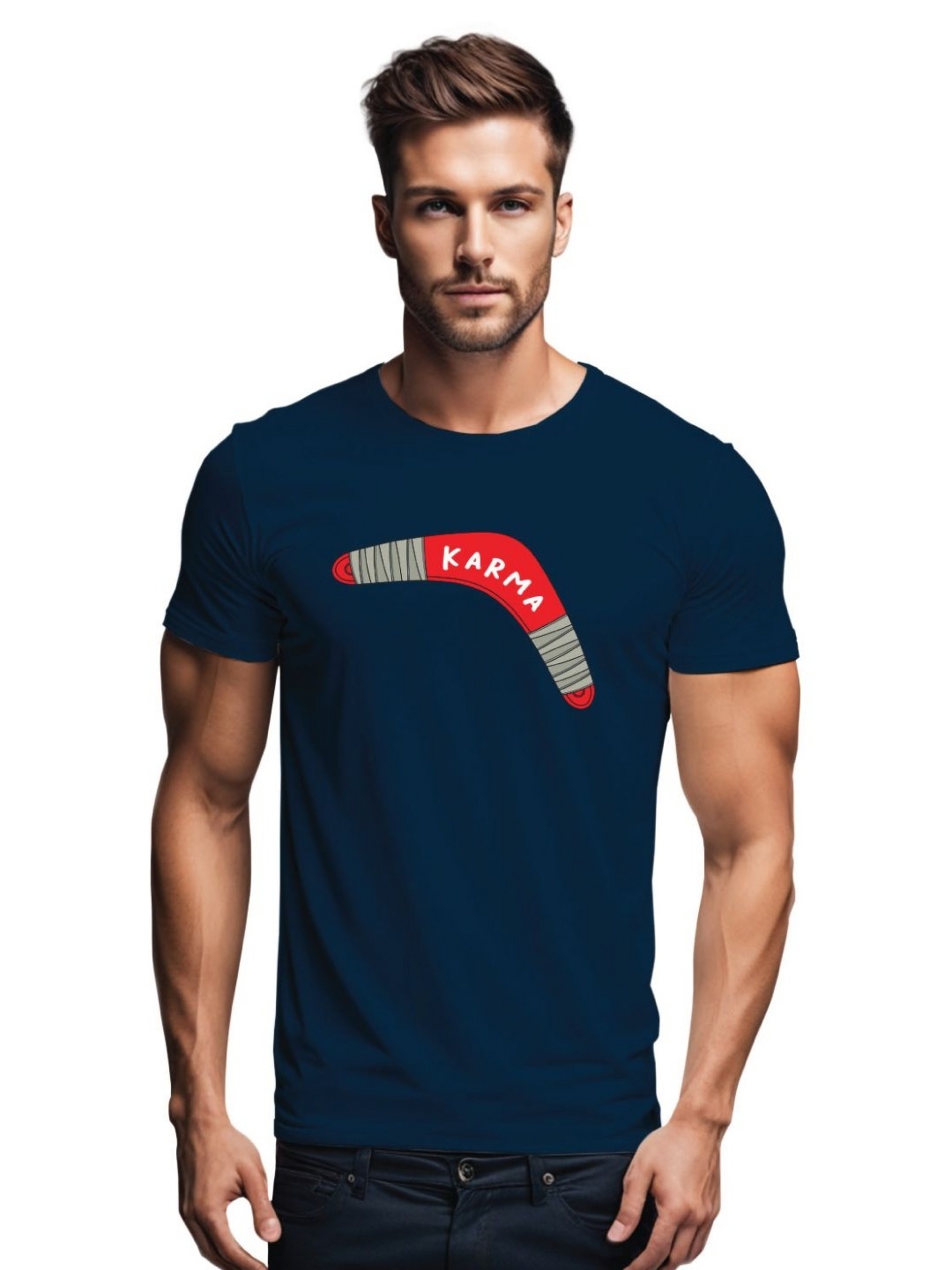 

Tantra Men Typography Printed Applique T-shirt, Navy blue