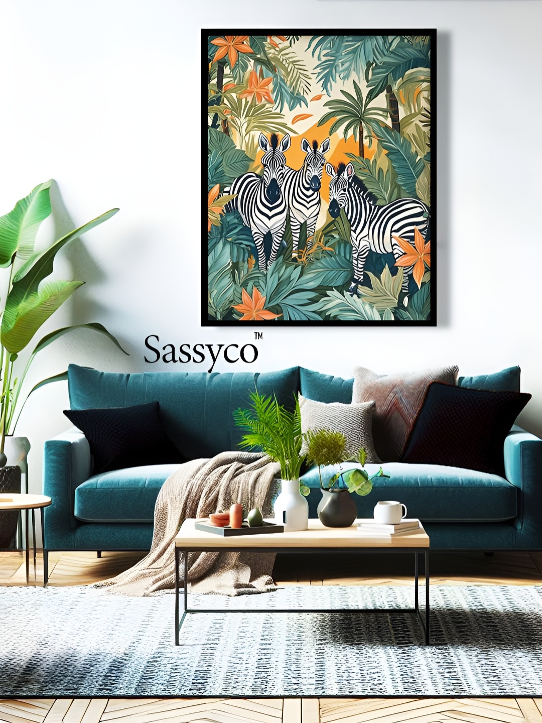 

Sassyco Green & Black 1 Piece Canvas Birds and Animals Wall Paintings