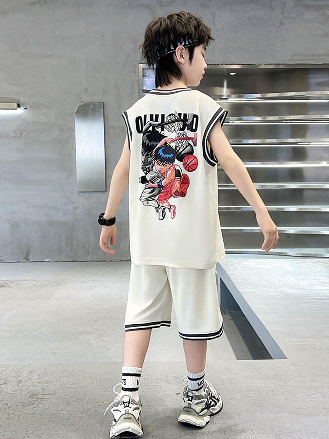 

LULU & SKY Boys Printed T-shirt with Shorts, White