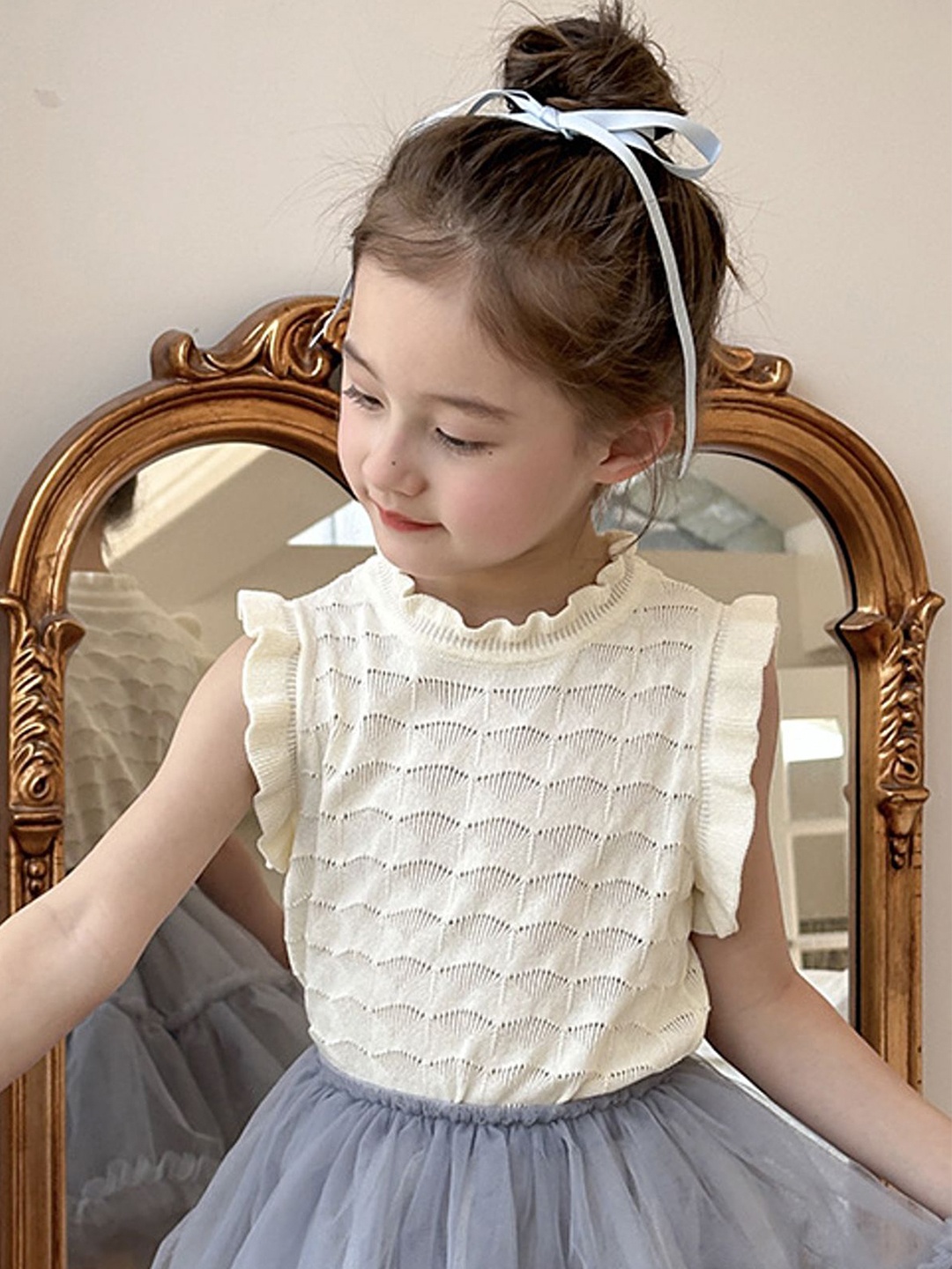 

LULU & SKY Embellished Cotton Top, Beige
