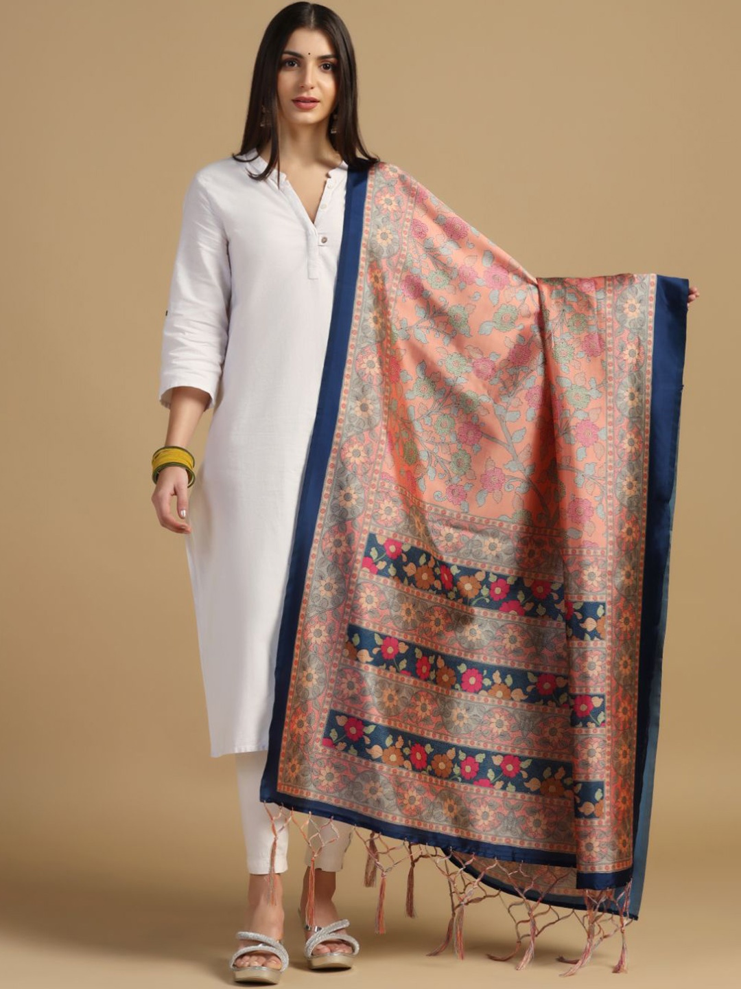 

Kaizen TEXO FAB Ethnic Motifs Printed Dupatta, Pink