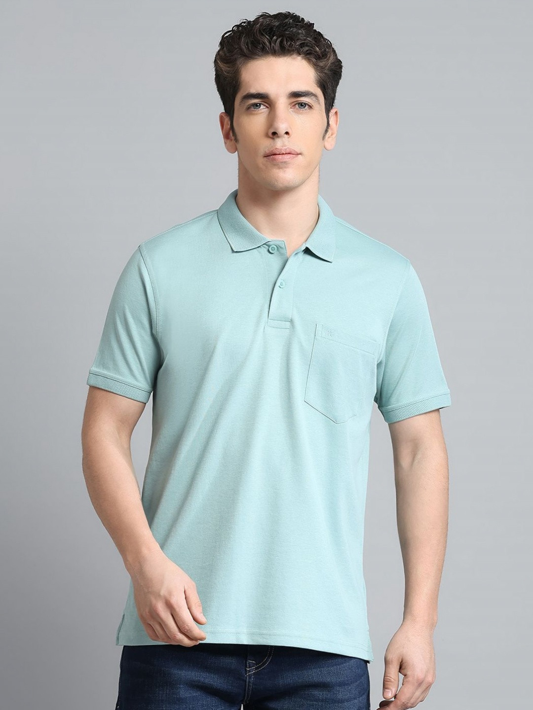

Monte Carlo Men Polo Collar Pockets T-shirt, Green