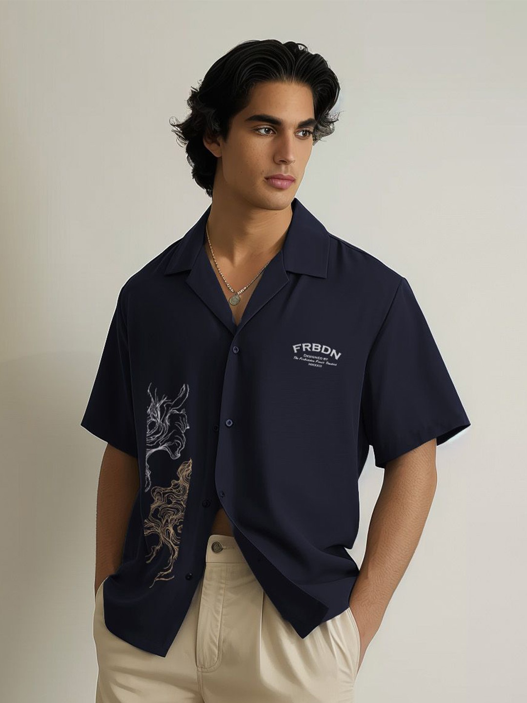 

The Forbidden Fruit Men Opaque Casual Shirt, Navy blue