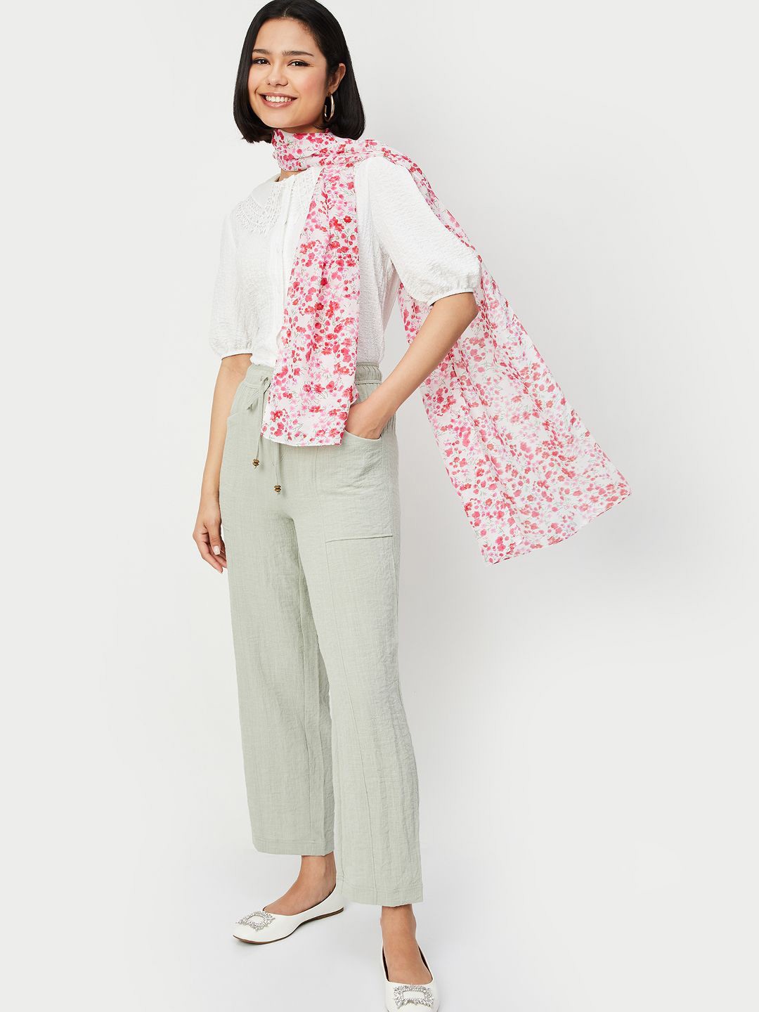 

max Women Printed Scarf, White