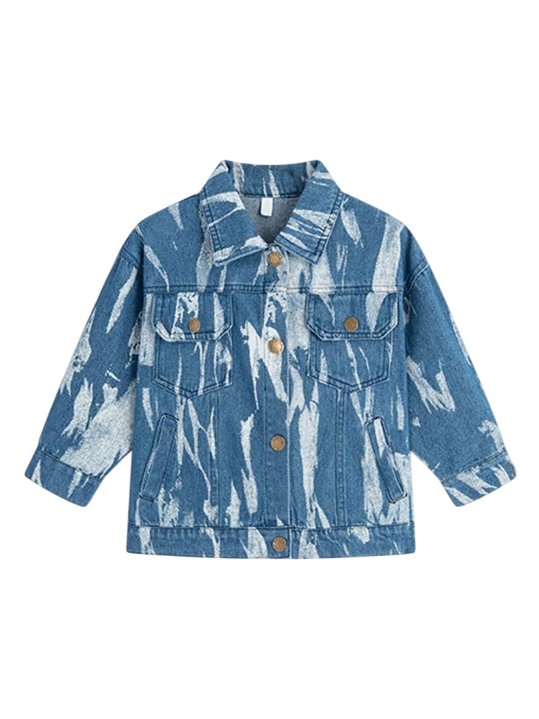 

LULU & SKY Girls without Crop Denim Jacket with Patchwork, Blue