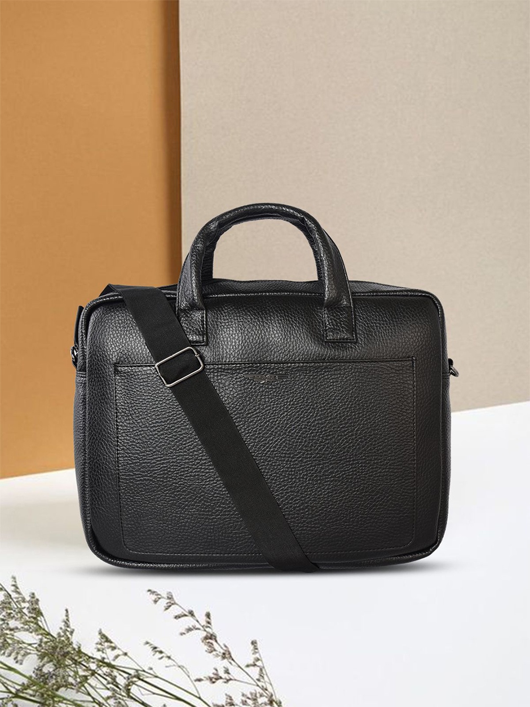 

Police Unisex Leather Laptop Bag, Black
