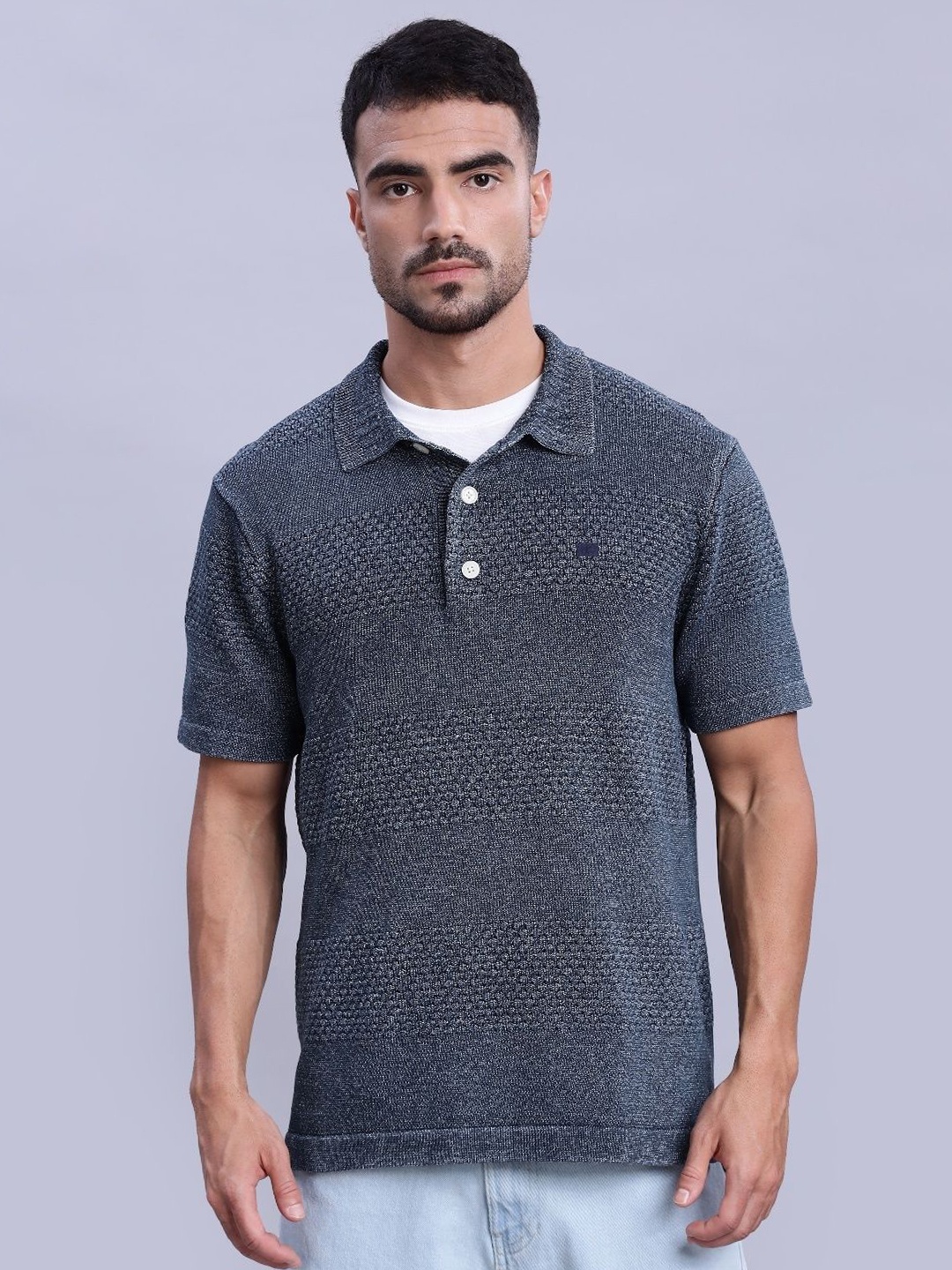 

Tommy Hilfiger Men Polo Collar Drop-Shoulder Sleeves T-shirt, Navy blue