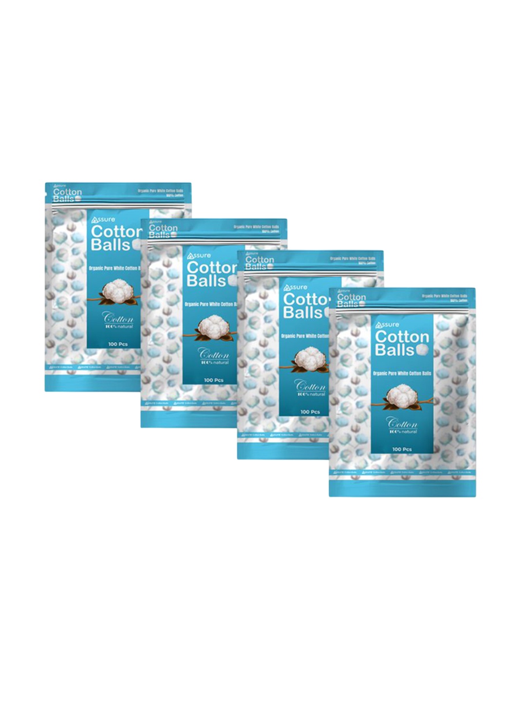 

Assure Set Of 4 White Makeup Remover Cotton Balls- 100 Pcs Each