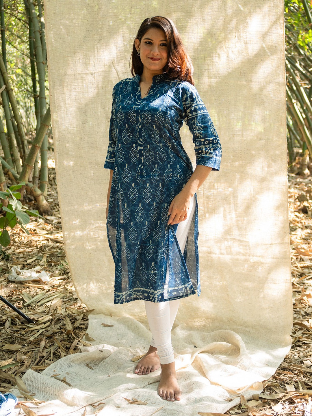 

Uttariya Printed Pure Cotton Straight Kurta, Blue