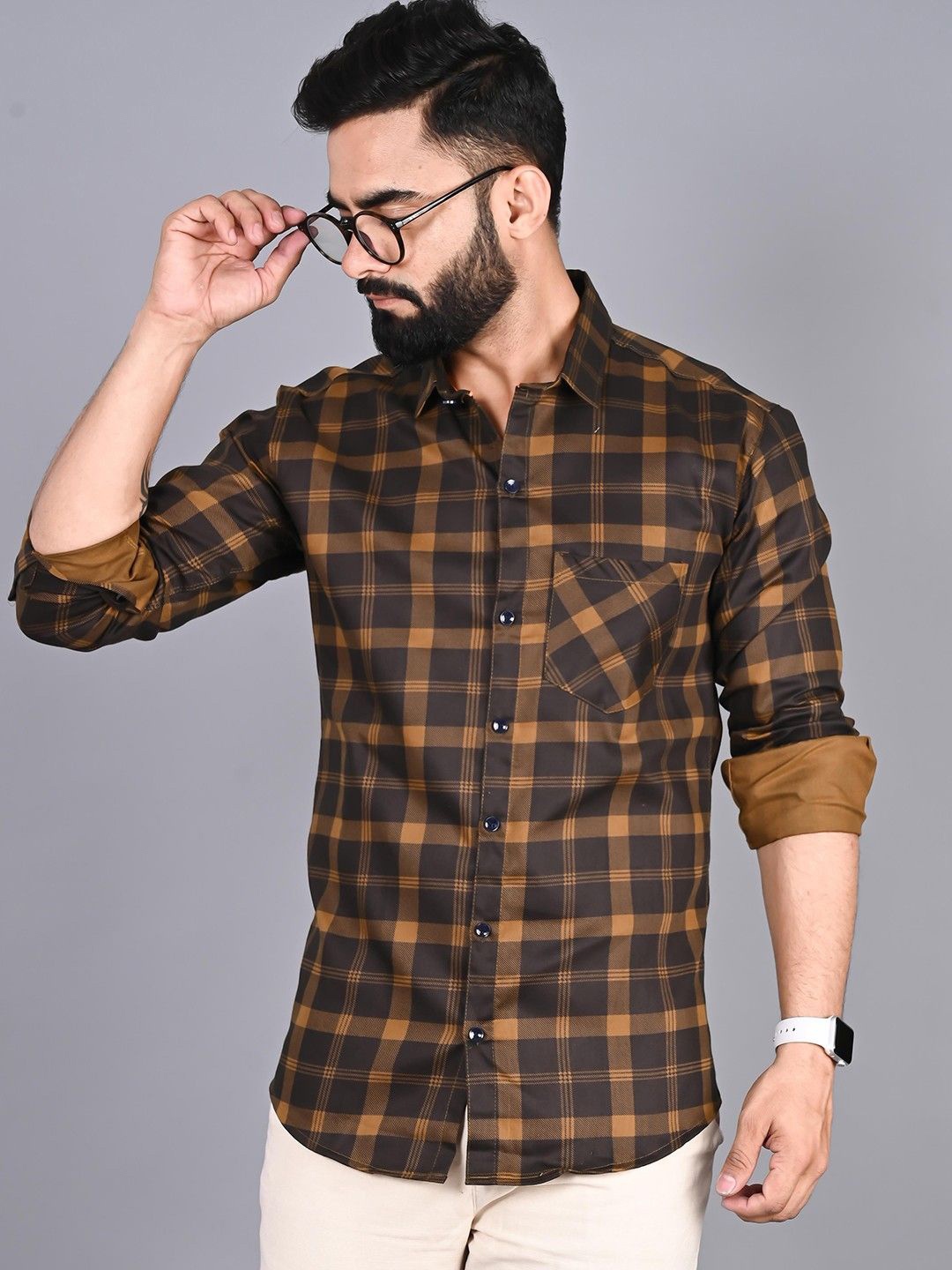 

PulseIQ Men Slim Fit Opaque Checked Casual Shirt, Multi