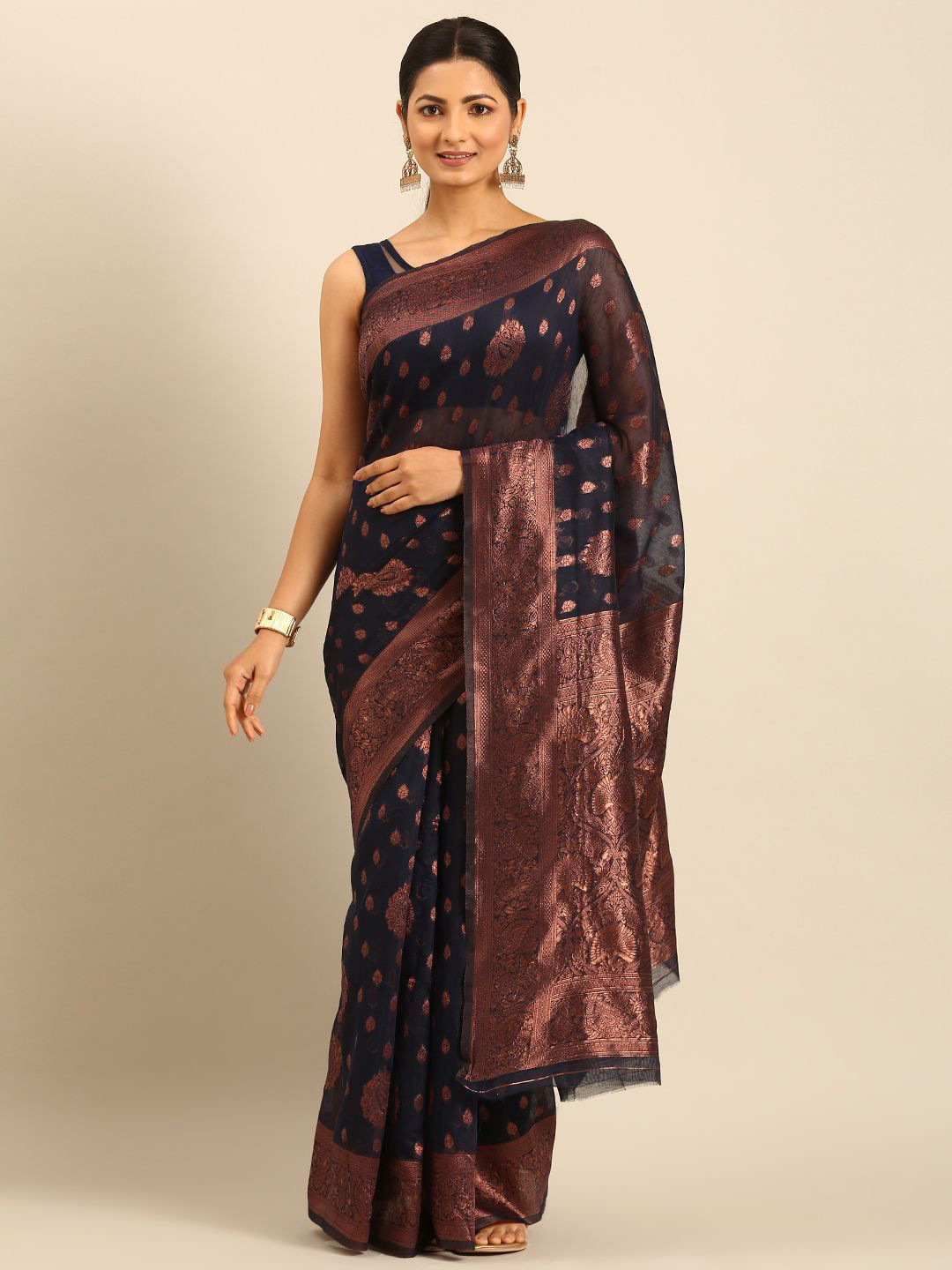 

LeeliPeeri Designer Woven Design Zari Saree, Blue