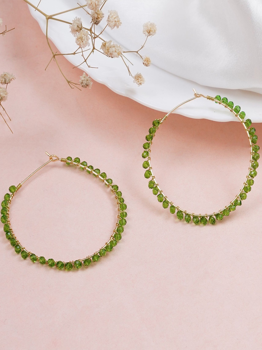 

BeAbhika Contemporary Hoop Earrings, Green