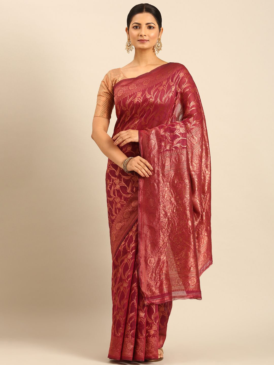 

LeeliPeeri Designer Woven Design Zari Saree, Pink