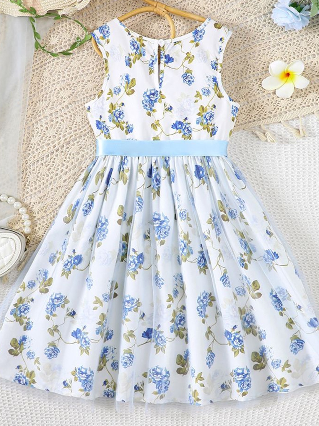 

LULU & SKY Floral Print Fit & Flare Dress, Blue