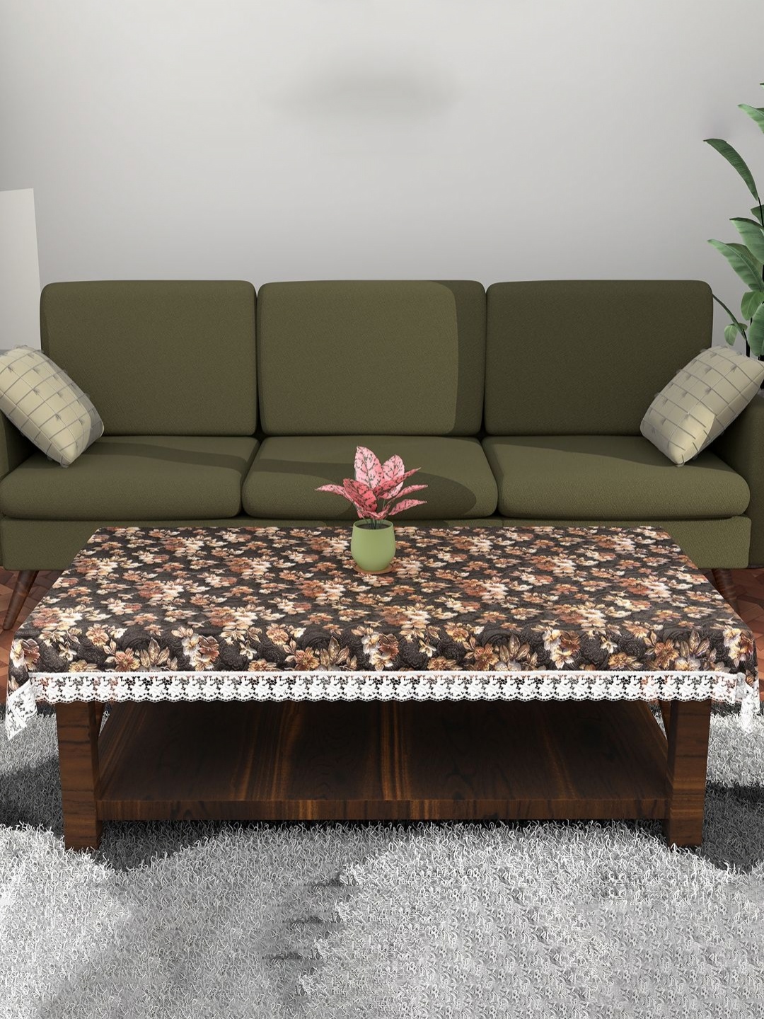 

Aura Grey Floral Plastic Anti Slip Waterproof Rectangular 4 Seater Center Table Cover