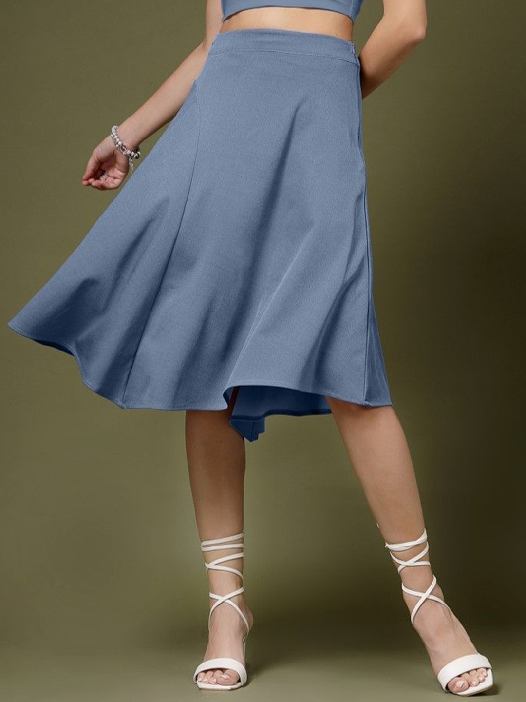 

DressBerry A-Line Knee Length Flared Skirt, Blue