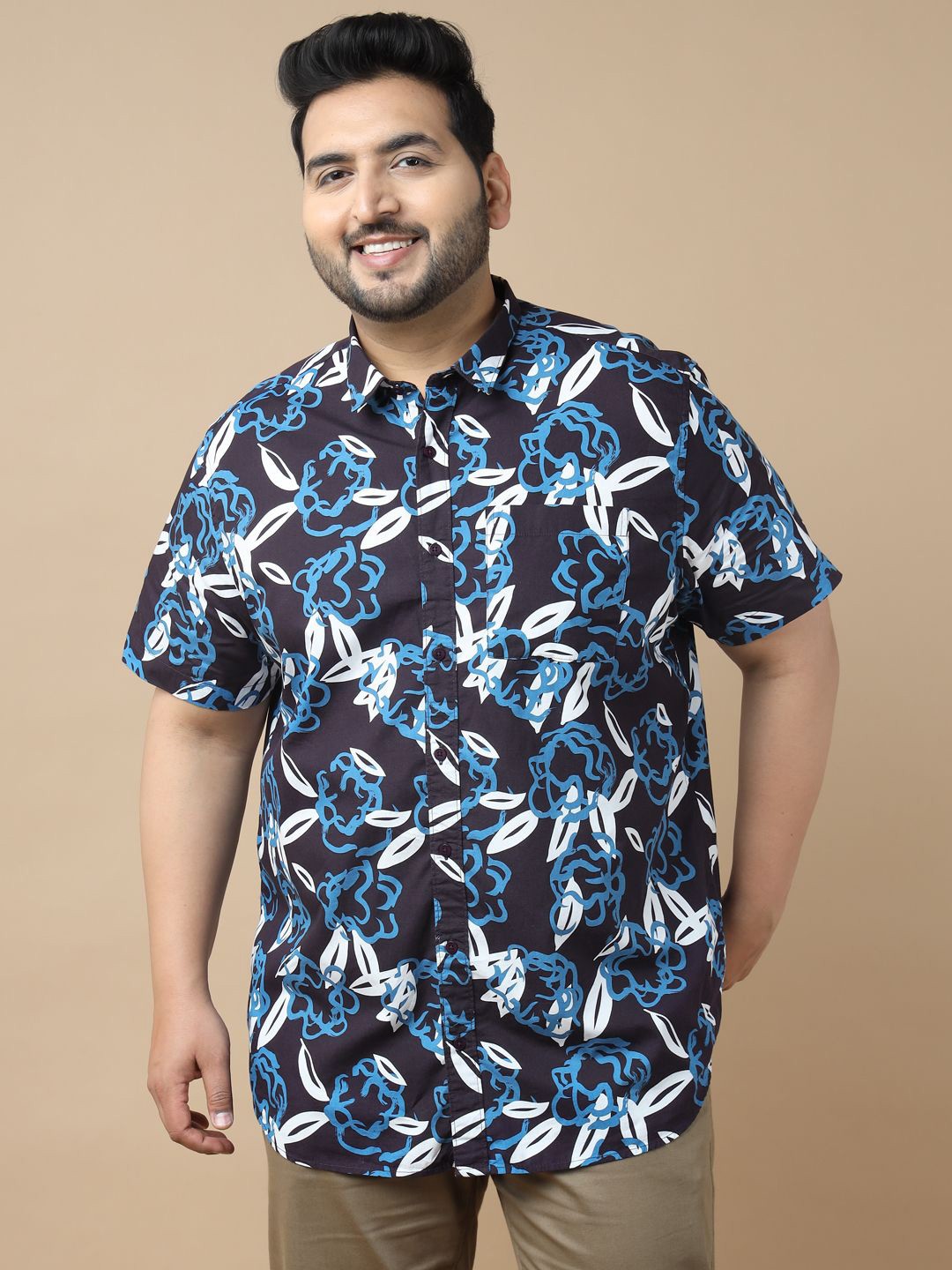 

Sztori Men Standard Slim Fit Floral Opaque Printed Casual Shirt, Purple