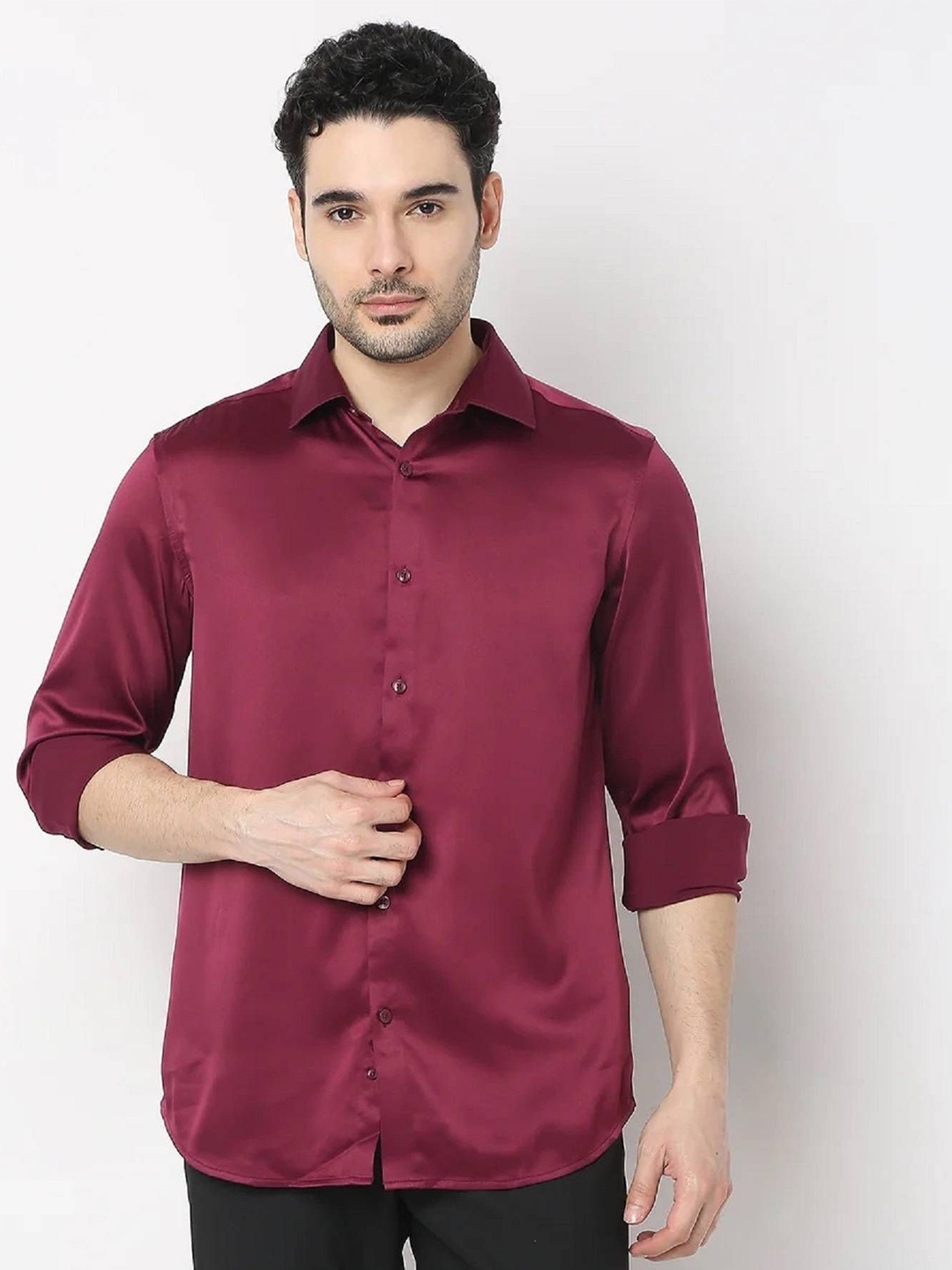 

SOLSTICE Men Comfort Opaque Party Shirt, Maroon