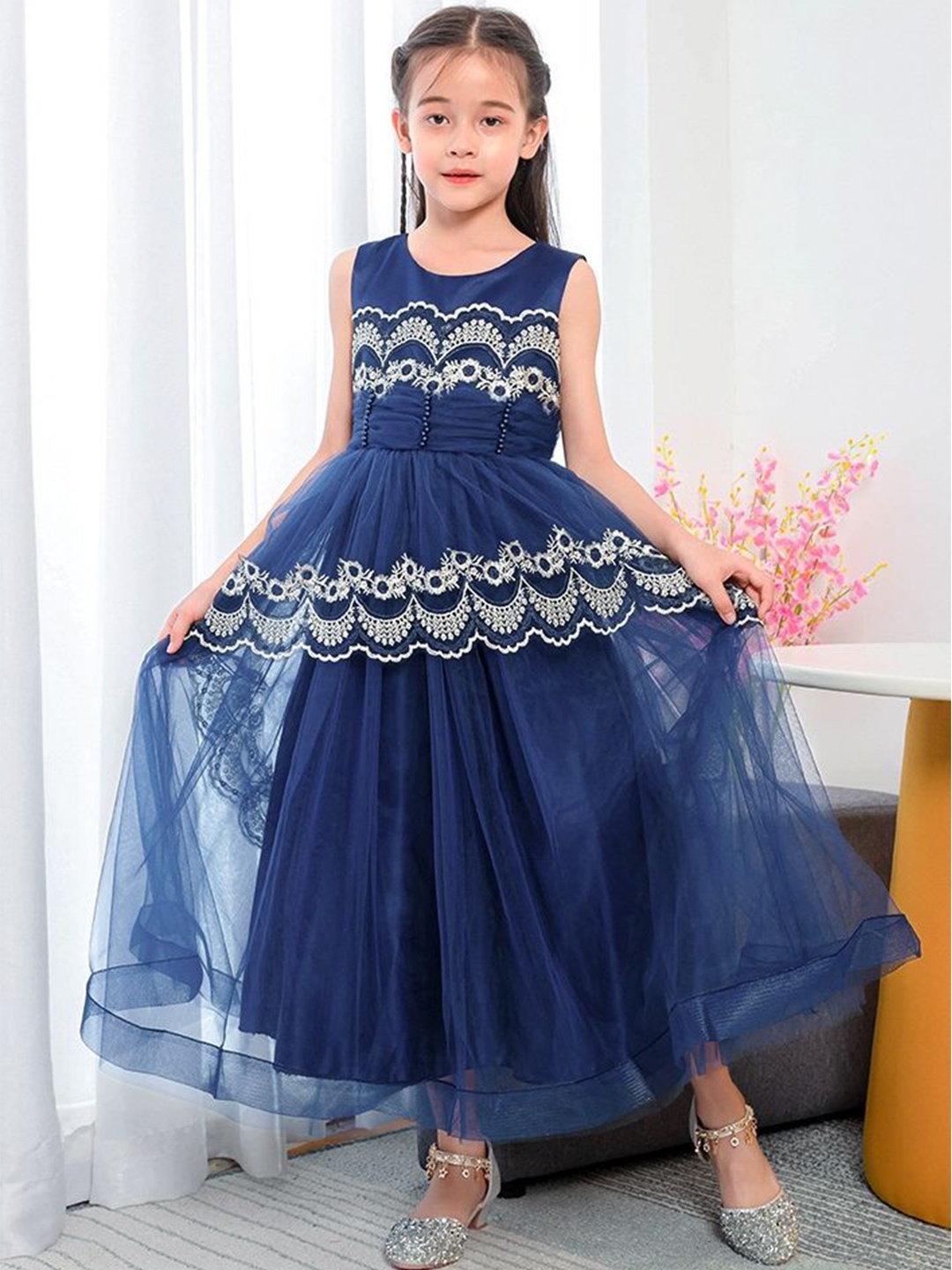 

LULU & SKY Fit & Flare Maxi Dress, Navy blue
