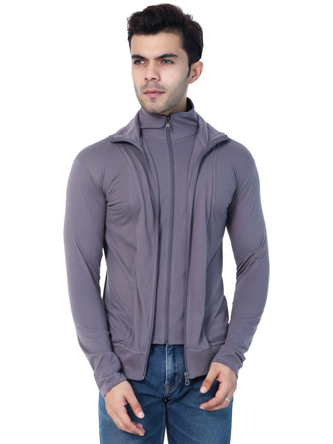 

Black Collection Men High Neck T-shirt, Silver