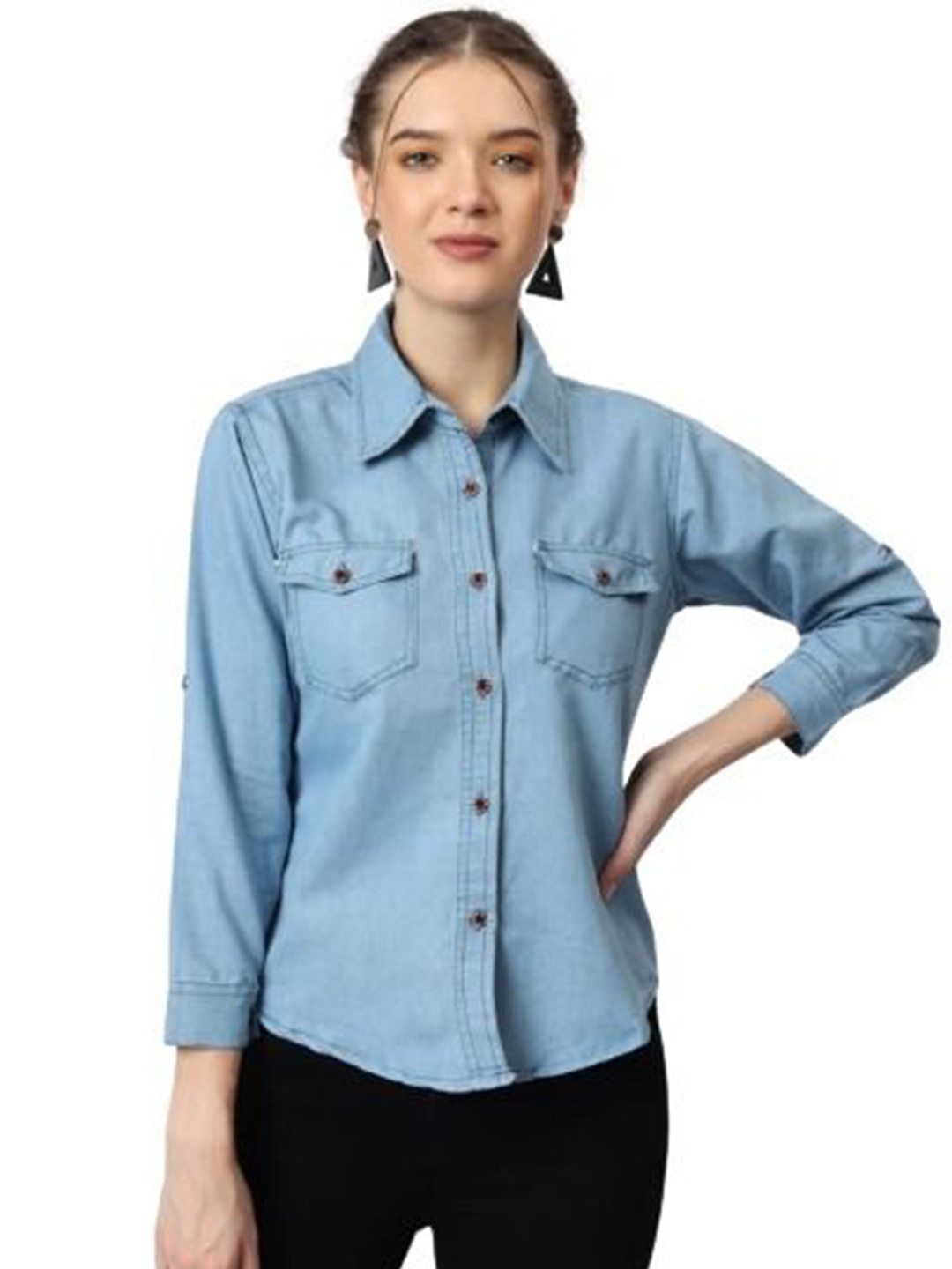 

Moda Rapido Women Opaque Casual Shirt, Blue