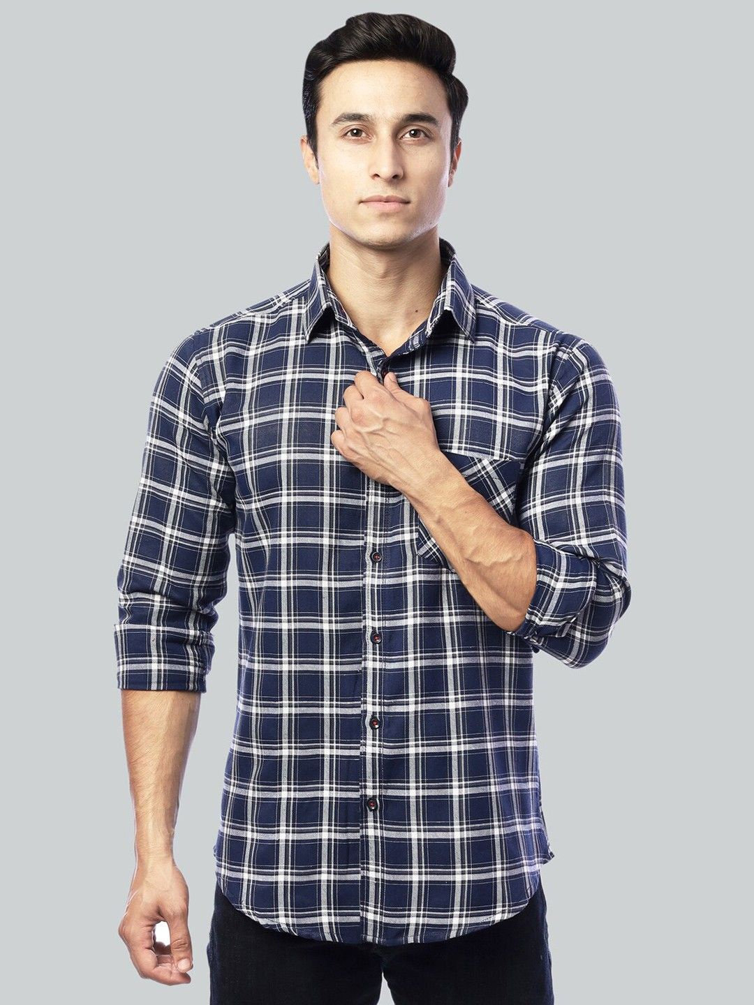 

PulseIQ Men Slim Fit Opaque Checked Formal Shirt, Multi