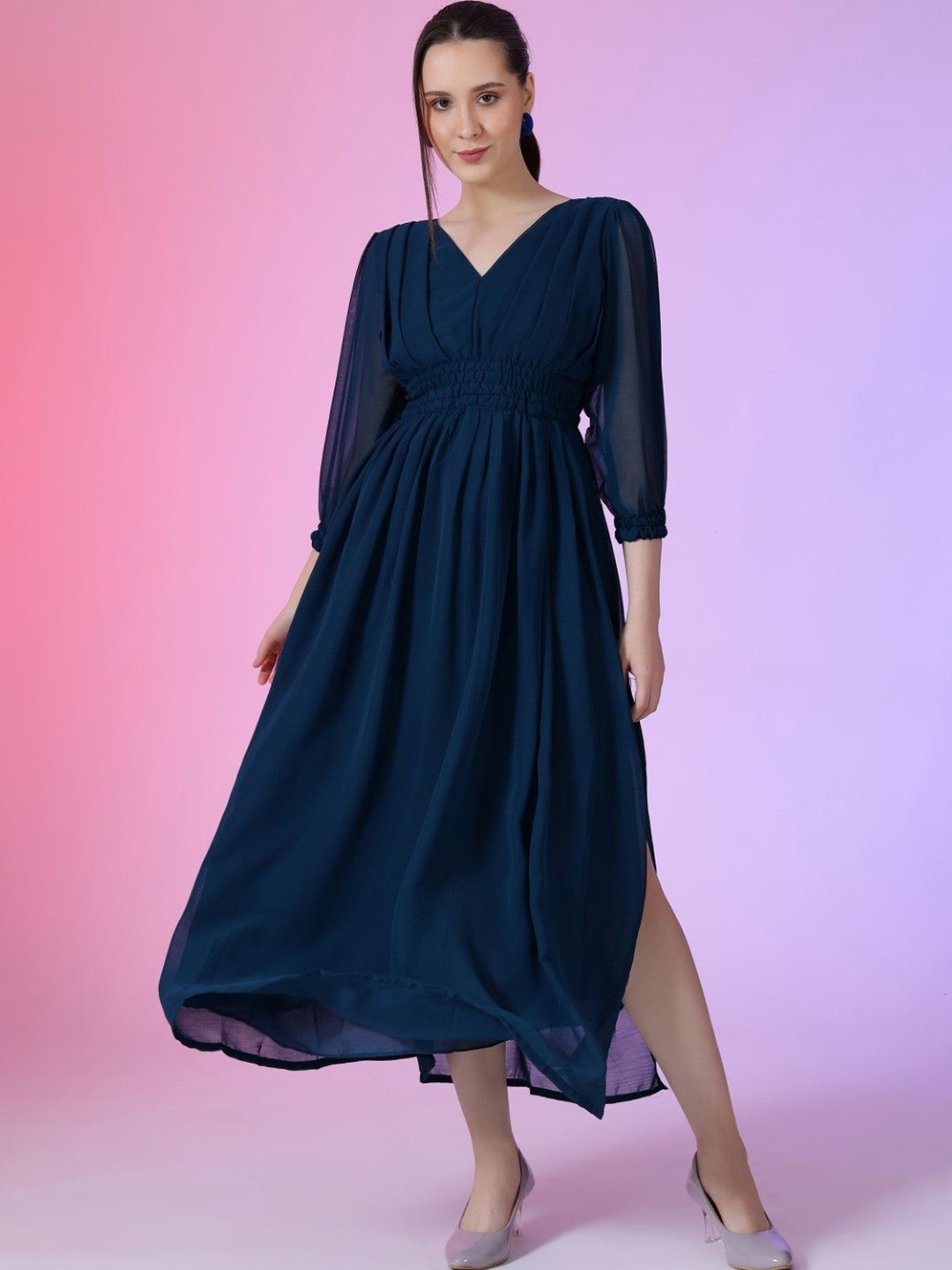 

Raiyani Fashion Georgette Fit & Flare Maxi Dress, Blue