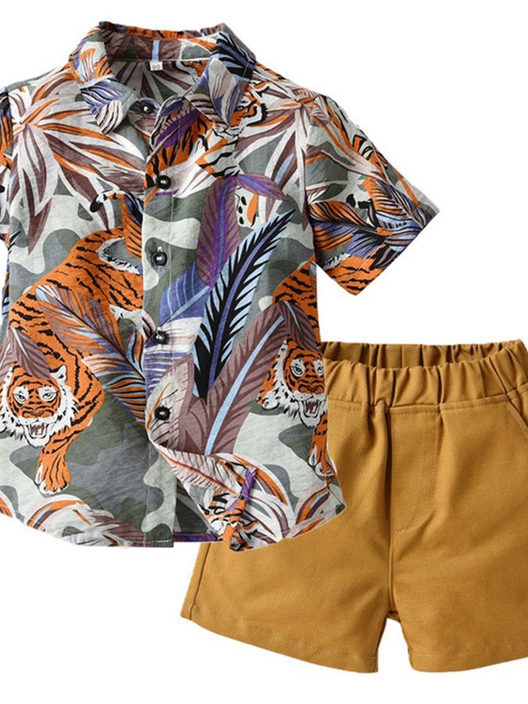 

LULU & SKY Boys Printed Shirt with Shorts, Grey