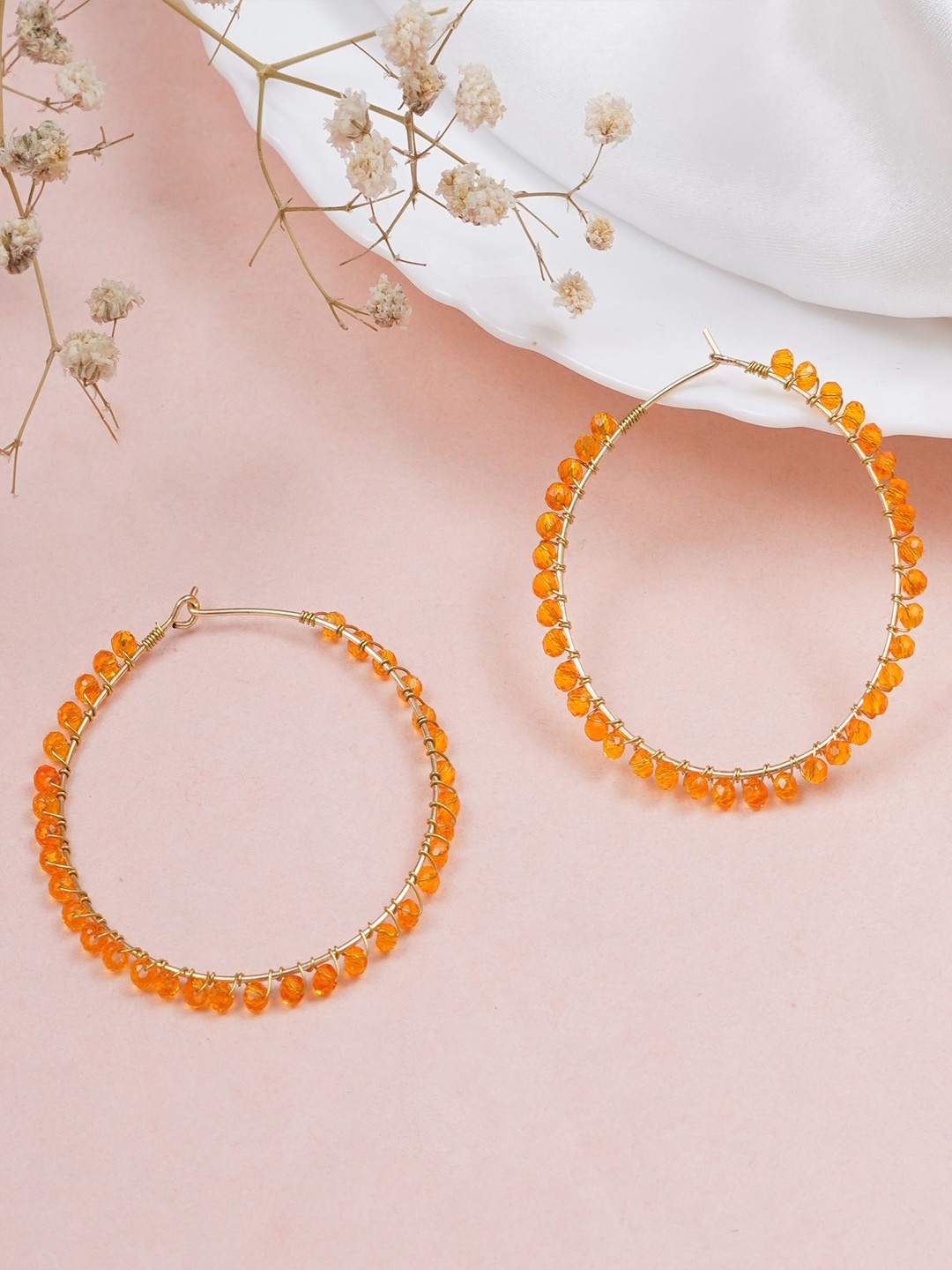 

BeAbhika Contemporary Hoop Earrings, Orange